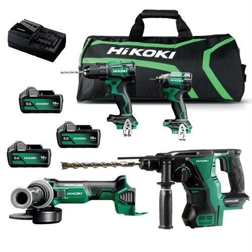 Hikoki KC18DEWHZ (KC18DE-WHZ) akkus gépszett DS18DE+WH18DC+G1813DA+DH1826DA +3xBSL1850MA 5Ah akku +UC18YFSL töltő F265999