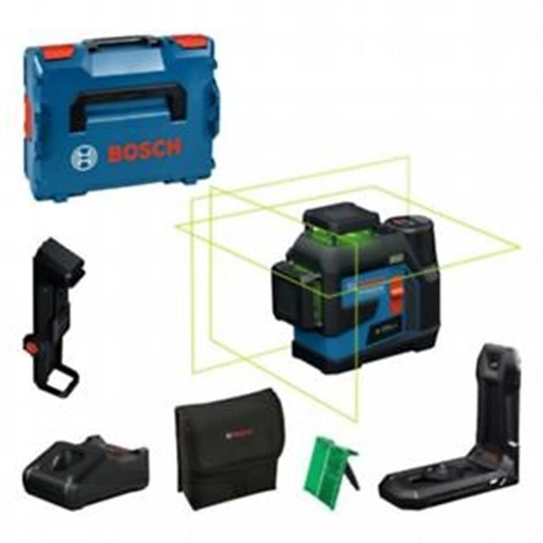 Bosch GLL 12V-100-33 CG zöld vonallézer + LB 10 + DK 20 + GBA 12V 2.0Ah akku + GAL 12-40 gyorstöltő + L-boxx F273748