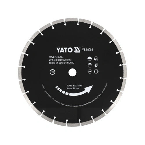 YATO gyémánt vágókorong 350 x 3.4 x 10.0 x 25.4 mm szegmentált (YT-60003) F285608