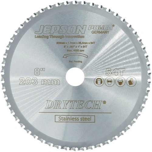 Jepson HM körfűrészlap Drytech D=203x25.4x1.7mm 54Z Inoxhoz F290741