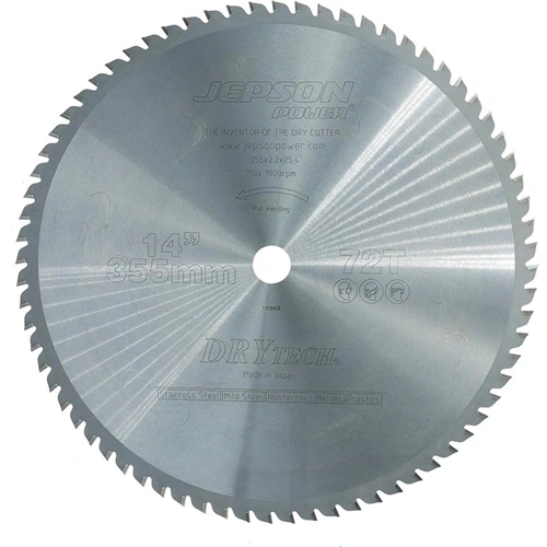Jepson HM körfűrészlap Drytech D=355x25.4x2.2mm 72Z acélhoz és Inoxhoz F290750