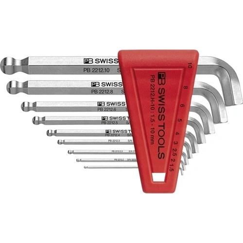 Swiss Tools Hajlított csavarhúzó készlet műanyag tartóban 9 részes 1.5-10mm 100 fok gömbfej PB Tools F292162