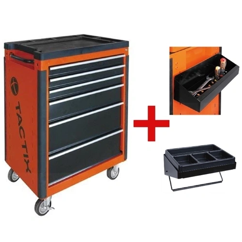 Tactix szerszámkocsi 6 fiókos 66x48x93 cm (üres) oldaltálcákkal F600003